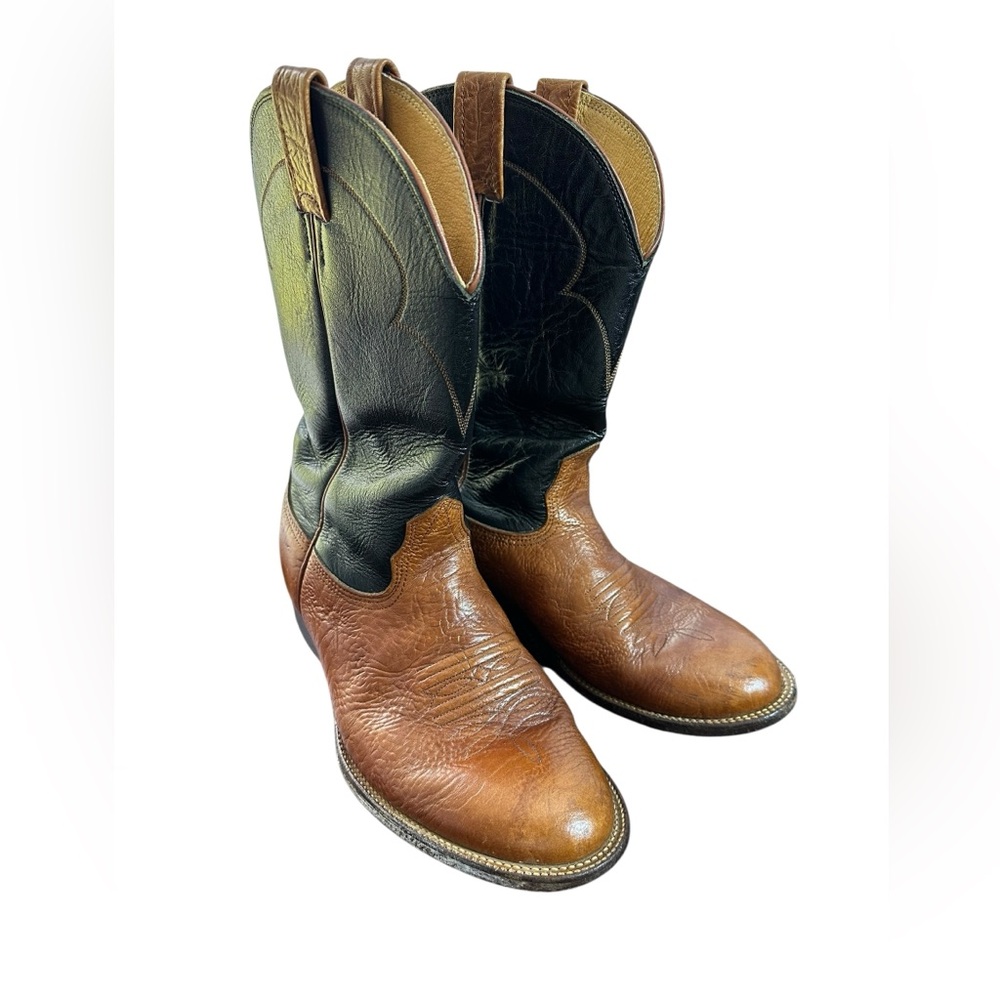 Men's Leather Brown and Black Western Country Cowboy Boots